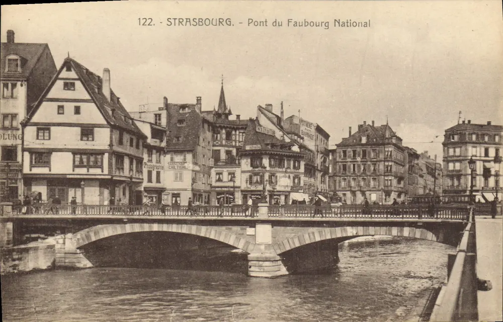 Estrasburgo - Puente del Faubourg Nacional — editor Marque, n° 122 - Anverso