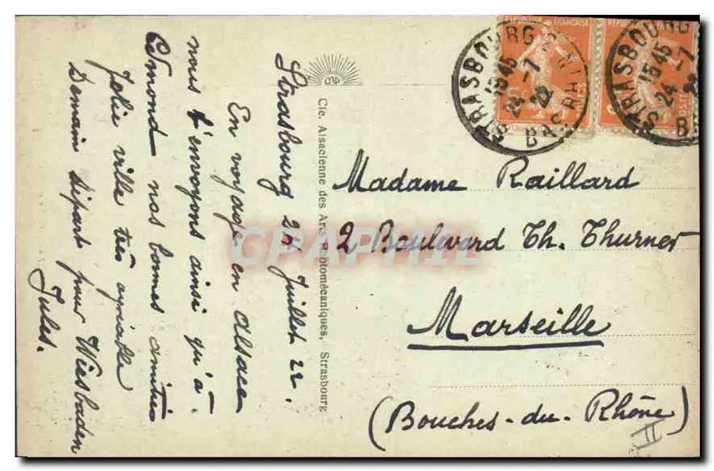 Strasbourg - La Petite France — Verleger CAP, Nr. 220 - Rückseite