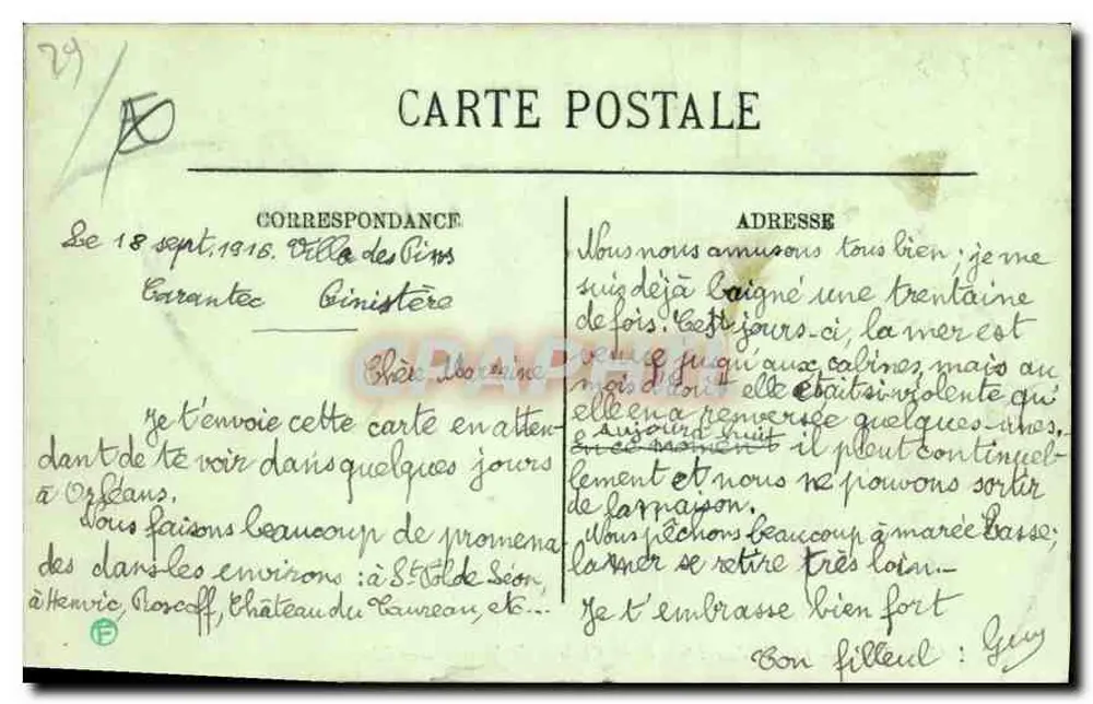 Carantec — Ansicht der Île Louët und des Château du Taureau — LL. n°19 - Rückseite