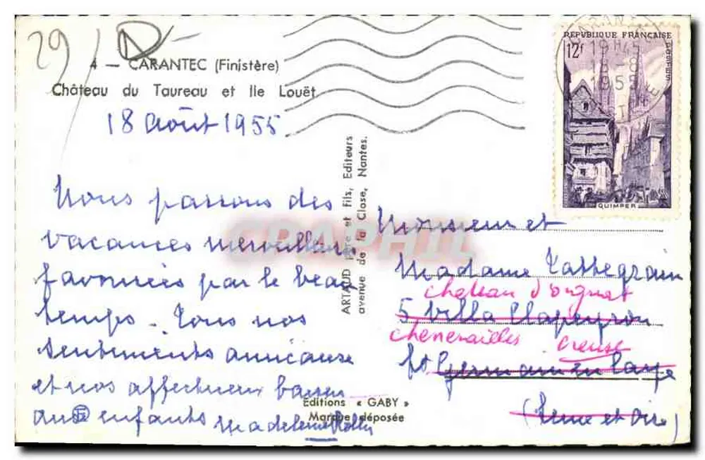 Île Louvêt — Schloss des Bullen und Leuchtturm — Éditions Gaby, Nantes - Rückseite