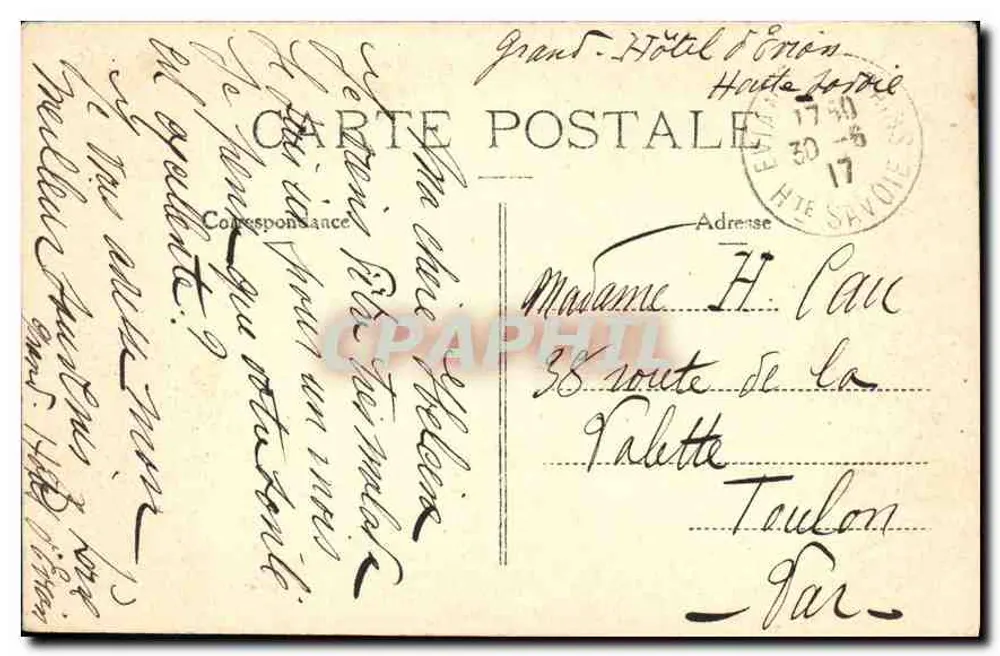 Evian-les-Bains — Kirche Neuvecelle und Park des Royal Hotels — Collector Source - Rückseite