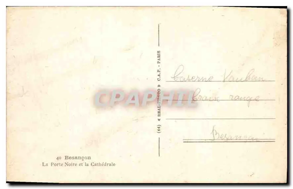 La Porte Noire und die Kathedrale — Besançon — Verlag: E.BALPHOTO, Paris - Rückseite