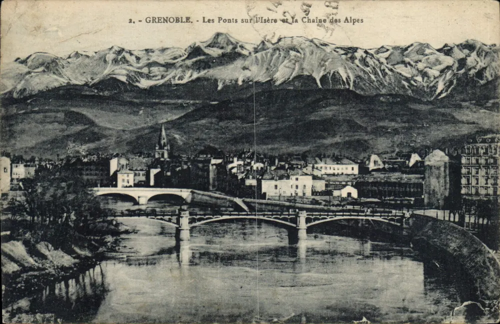 Grenoble — Die Brücken über die Isère und die Alpenkette — Edition von M. Boucher, Grenoble - Vorderseite