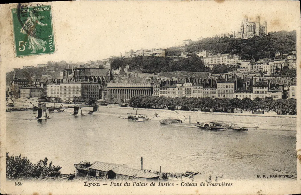 Lyon — Brücke des Palastes der Gerechtigkeit — Coteau de Fourvières — B.F., Paris, n°980 - Vorderseite