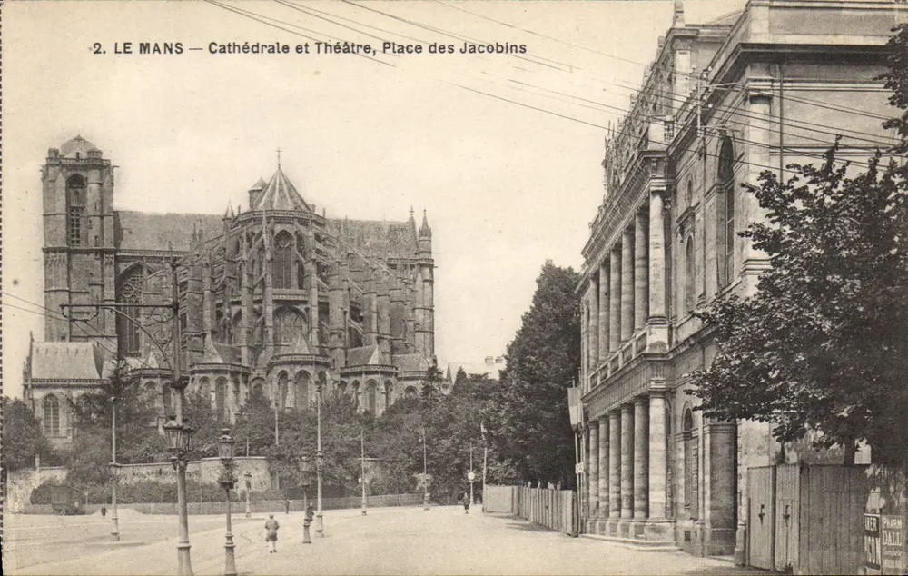 Le Mans — Kathedrale und Theater, Place des Jacobins — A. Dolbeau, Le Mans - Vorderseite