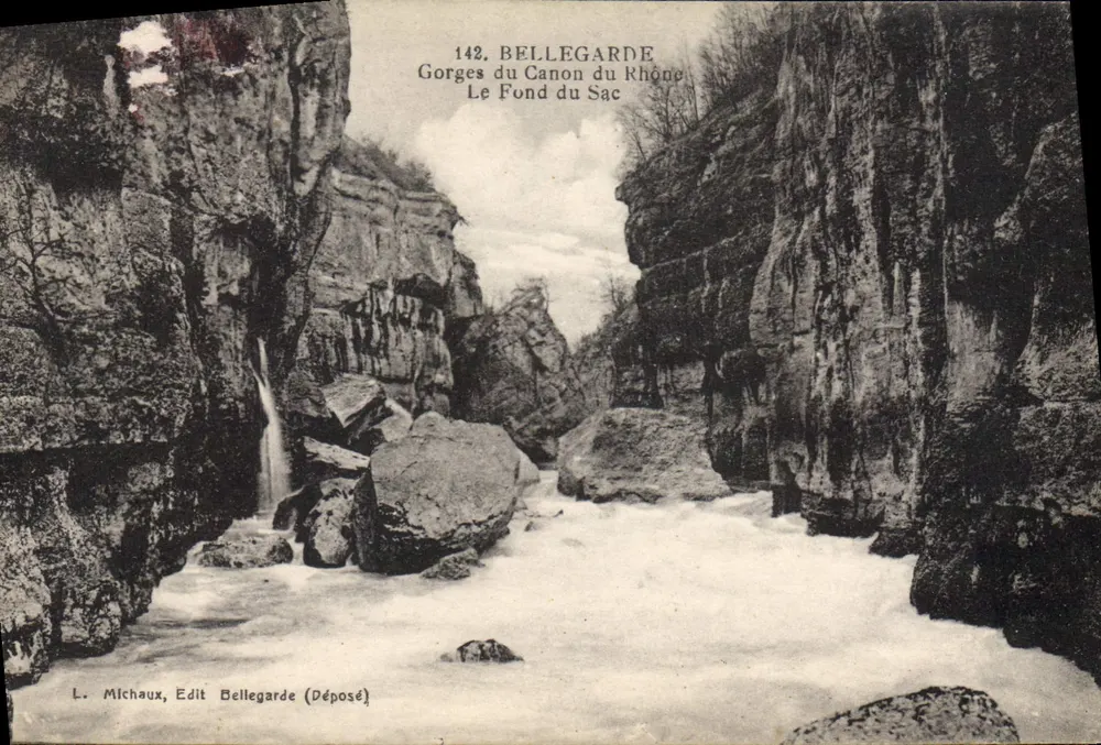 Bellegarde — Schluchten des Canon du Rhône, Le Fond du Sac — L. Michaux, Edit. Bellegarde (Deposé) - Vorderseite
