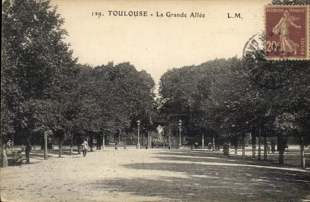 Toulouse - La Grande Allée — editor L.M., n° 129 - Frente