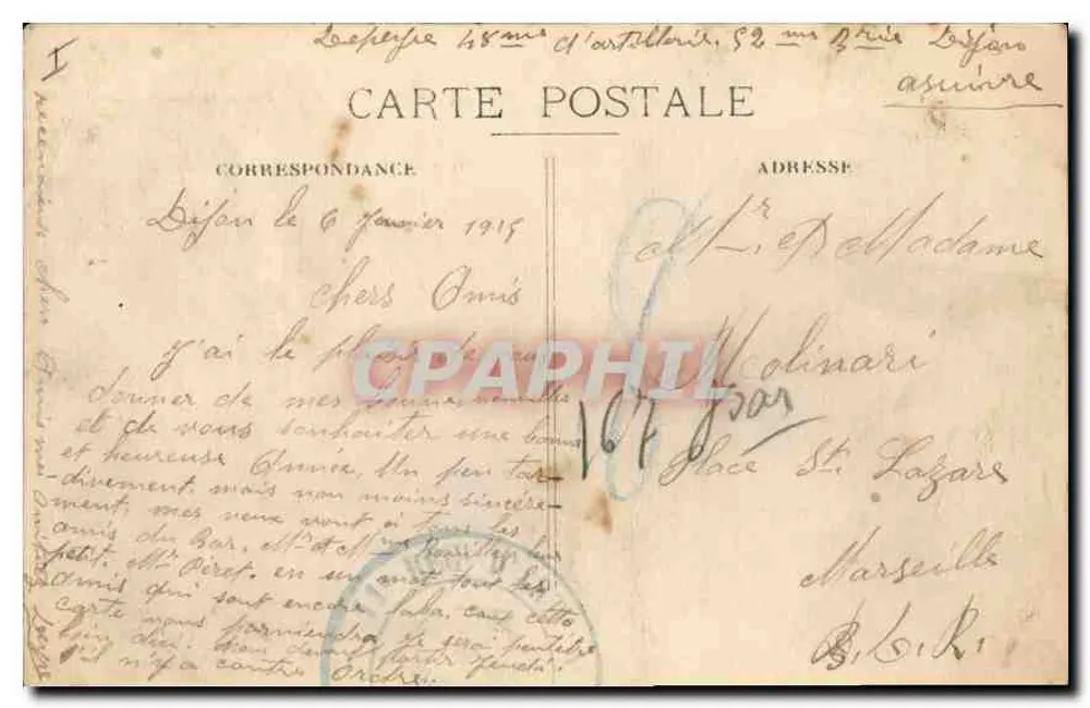 Dijon — Hotel der Post und Rue du Château — Verleger R.A.G. n°63 - Rückseite
