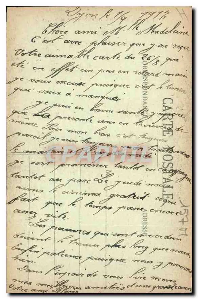 Dijon - Monument Grangier - Estátua da Bondade - L. V., editor - Verso