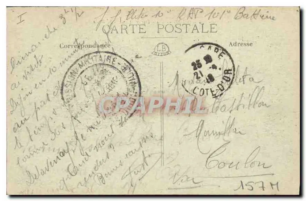 Dijon — Praça Darcy e estátua de Rude — edição anônima n°26 - Verso