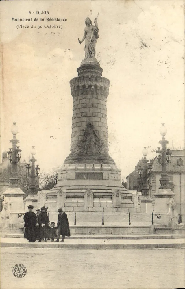 Dijon — Denkmal der Widerstandsbewegung (Place du 30 Oktober) — Verlag: Stadtdruckerei Dijon, Nr. 5 - Vorderseite
