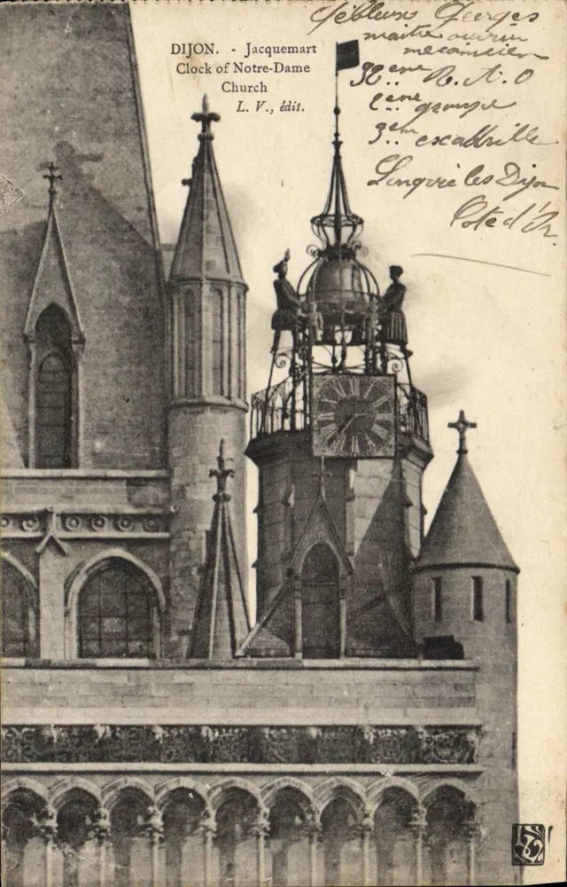 Dijon - Relógio de Jacquemart da Igreja de Notre-Dame — L.V., editor - Frente