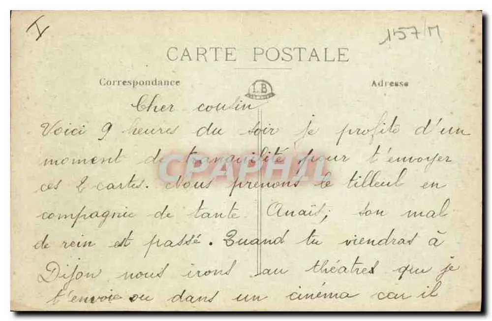 Dijon — O Teatro — Iniciado em 1810 com os desenhos do dijonês Cellier, inaugurado em 1828 - Verso