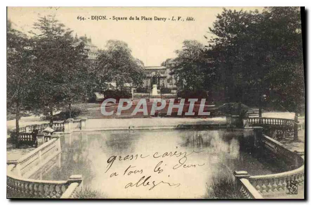 Dijon - Square de la Place Darcy — L. F., edição n° 654 - Frente
