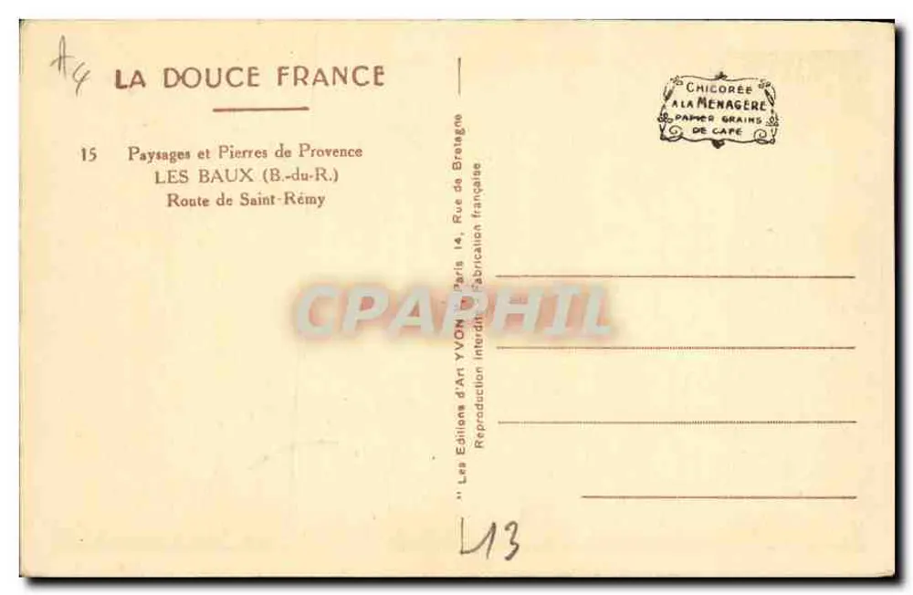 Landschaften und Steine der Provence — Les Baux (B.-du-R.) — Art Editions YVON, Paris - Rückseite