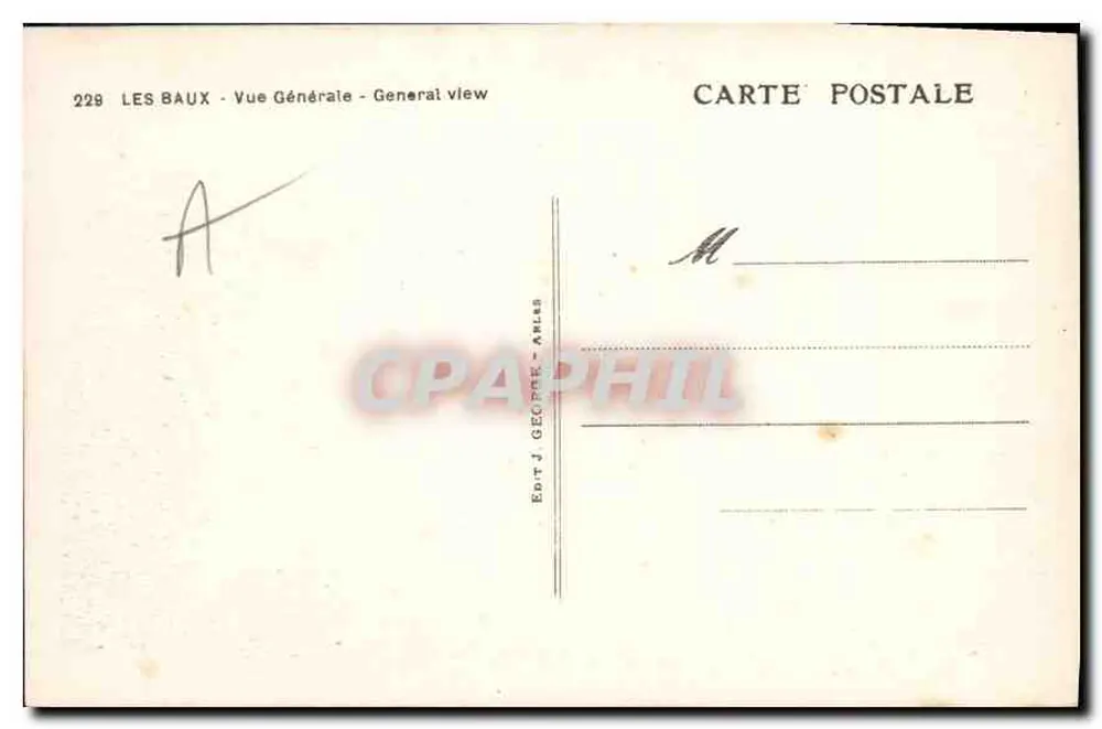 Les Baux - Vista Geral — Editor J. Gécoré - Atlas, n° 229 - Verso