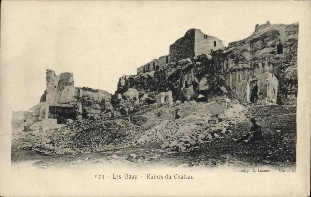 Les Baux — Ruiny zamku — Fototyp. E. Lacour — Marsylia — n° 623 - Awers