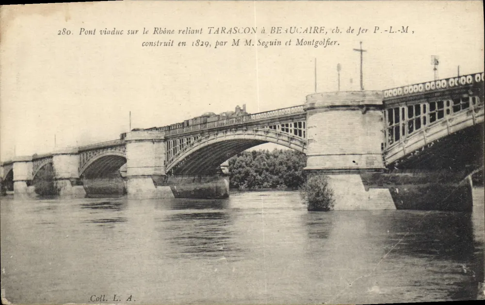 Brücke Viadukt über den Rhône, der Tarascon mit Beaucaire verbindet — errichtet 1829 von M. M. Seguin und Montgolfier — Verlag P.-L.-M., Nr. 280 - Vorderseite