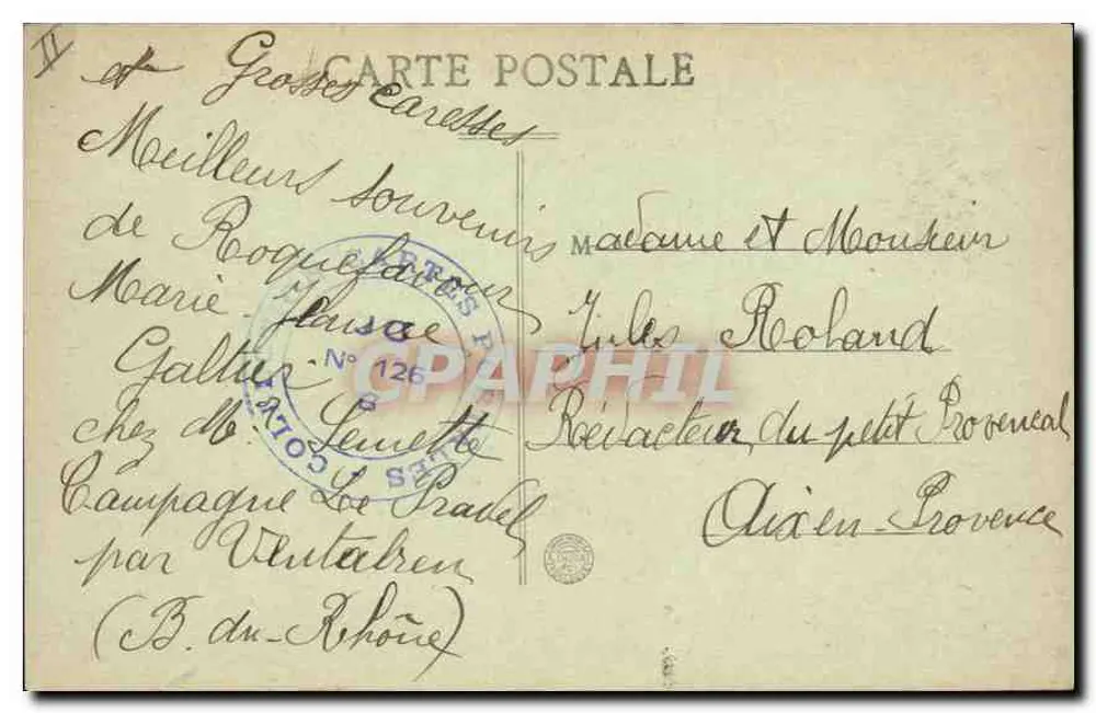 Roquefavour — De weg en de brug — Collectie Rolland, Aix - Achterkant