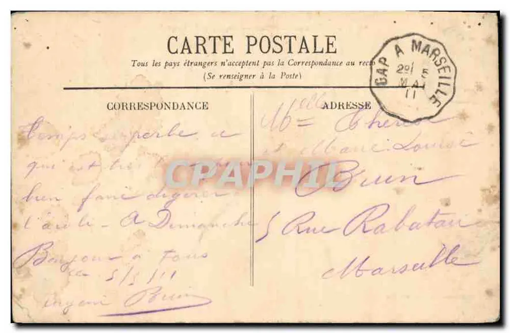 Environ d'Aix-en-Provence — Aqueduc de Roquefavour — éditeur imprimeur non visible - Verso