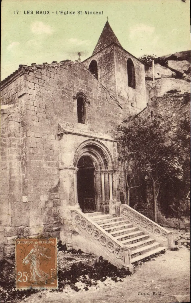Les Baux - De Kerk van Sint Vincent — uitgever Coll. E.C., n° 17 - Voorkant