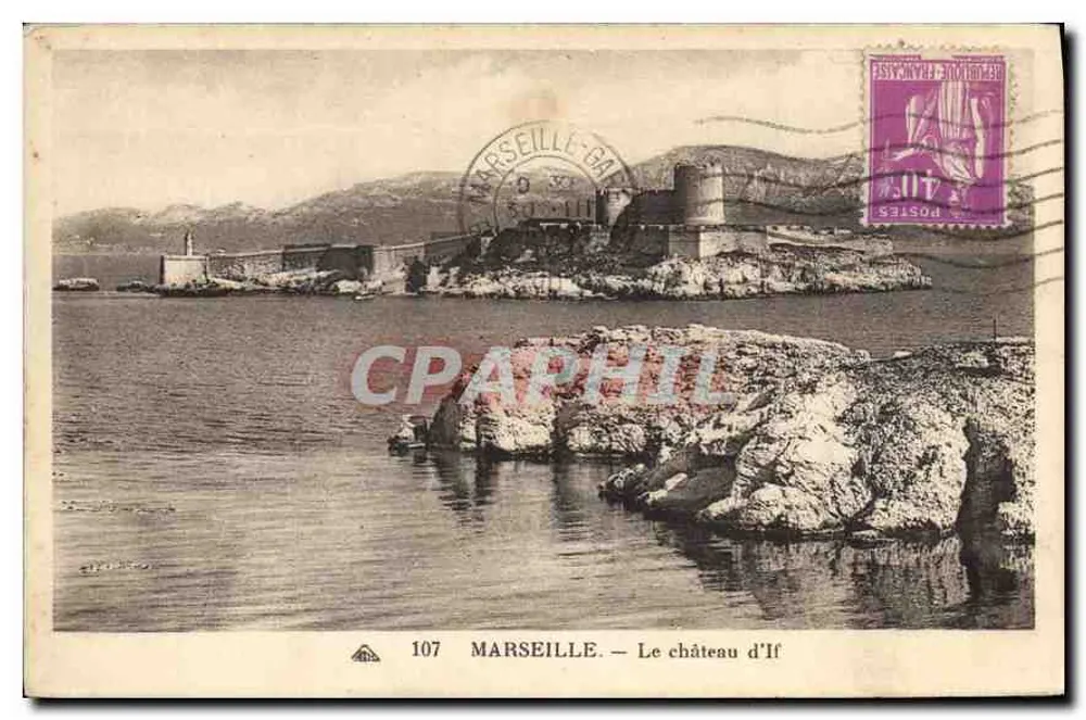 Marselha. — O castelo de If — n° 107 — Editor: Cie des Arts Photographiques Straßbourg-Schiltumkin - Frente
