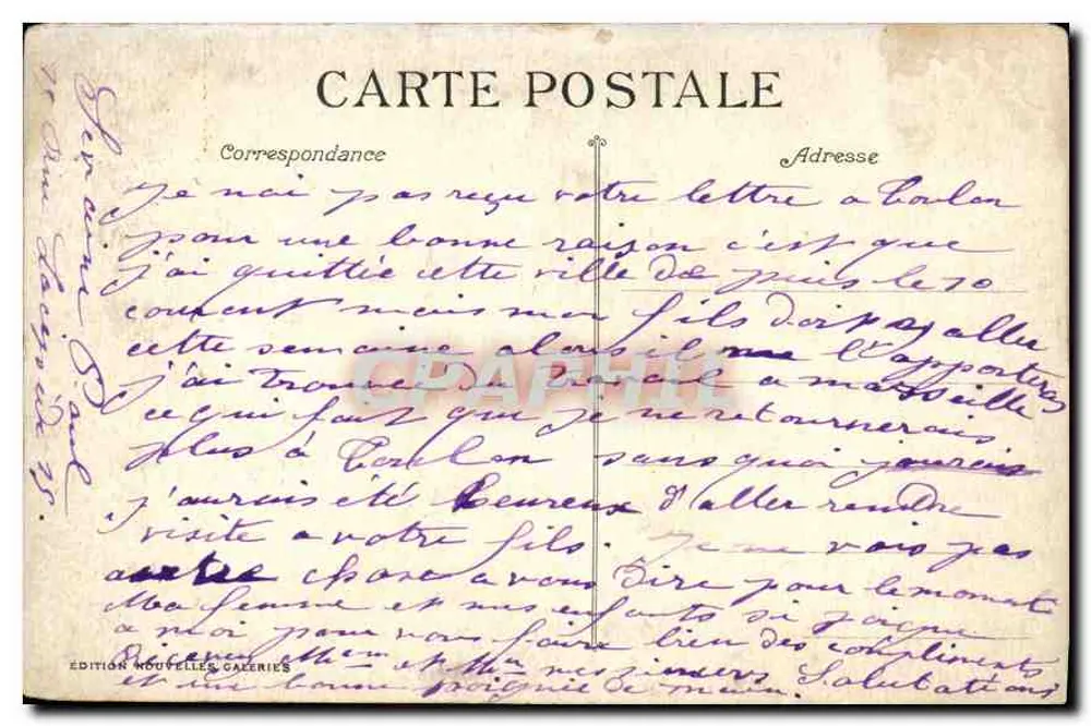 Marseille — Pałac Longchamp — Wydawnictwo Nowe Galerie, nr 21 - Rewers