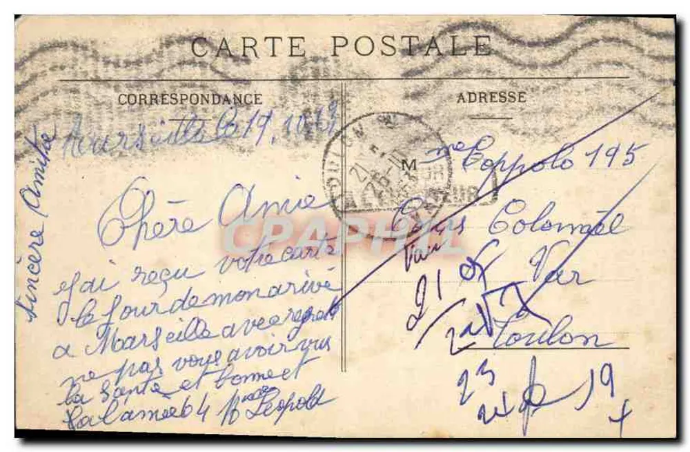 Marseille — Caminho da Corniche — IMP. MOULLOT - MARSEILLE - Verso