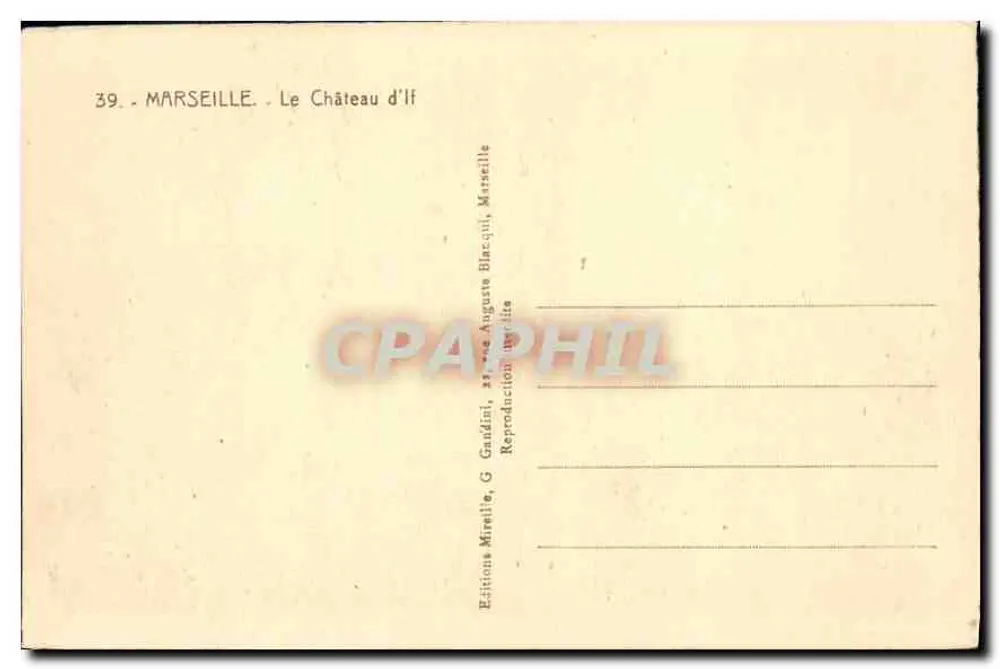 O Castelo de If — Marselha — Éditions Mireille - Verso