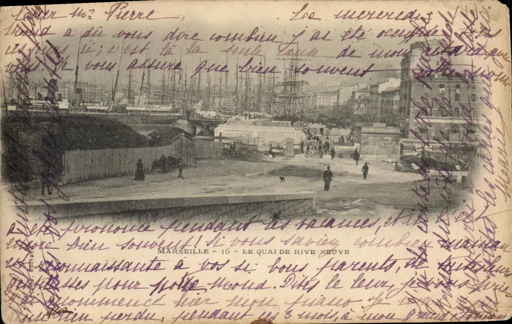 Marseille - 16 - O Quai de Rive Neuve — vista portuária com navios e quai — editor não visível - Frente
