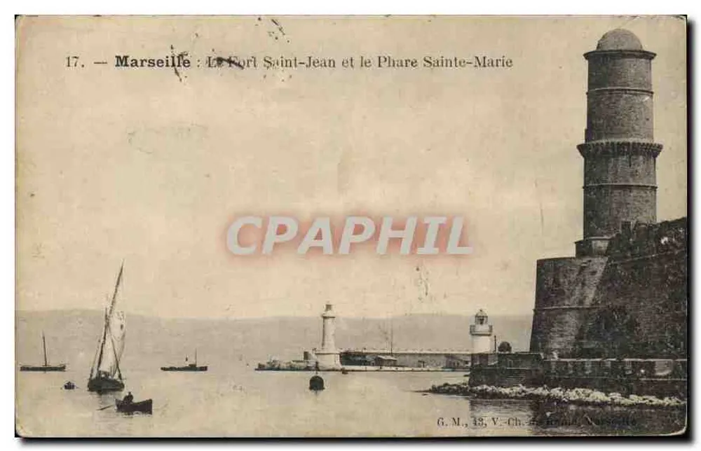 Marseille : Le Fort Saint-Jean und der Phare Sainte-Marie — G.M., 33, V-Ch. — N°17 - Vorderseite