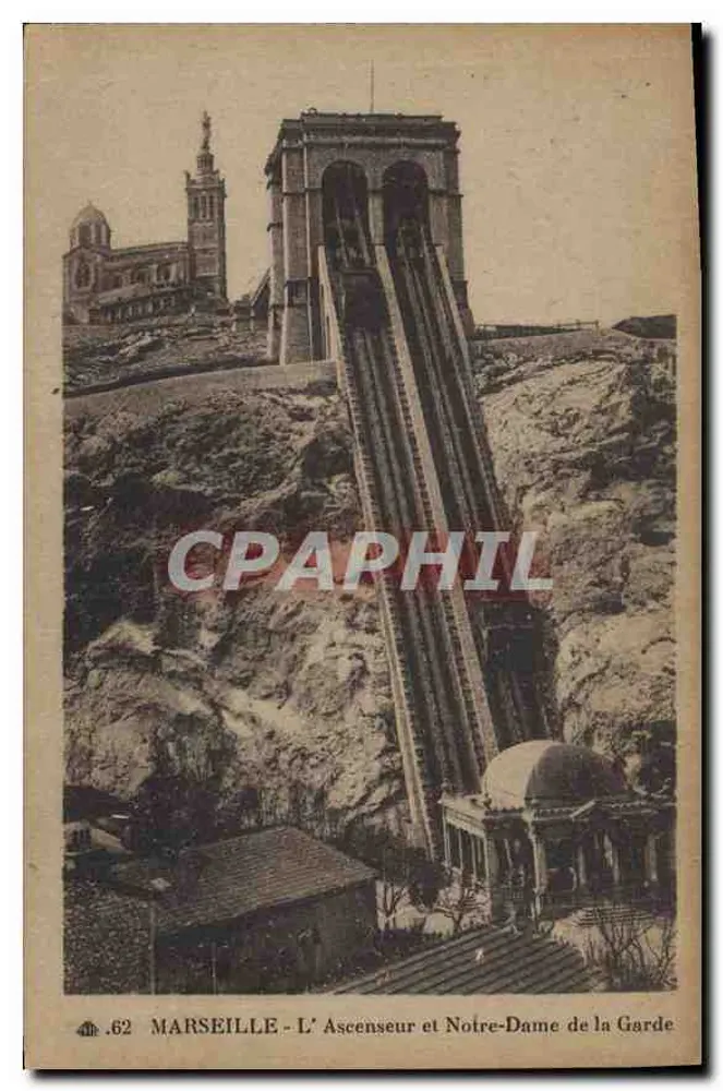Marseille - L'Ascenseur et Notre-Dame de la Garde - Recto