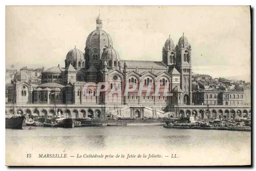 Marseille — Ansicht der Kathedrale von der Joliette-Pier — LL. — Nr. 15 - Vorderseite