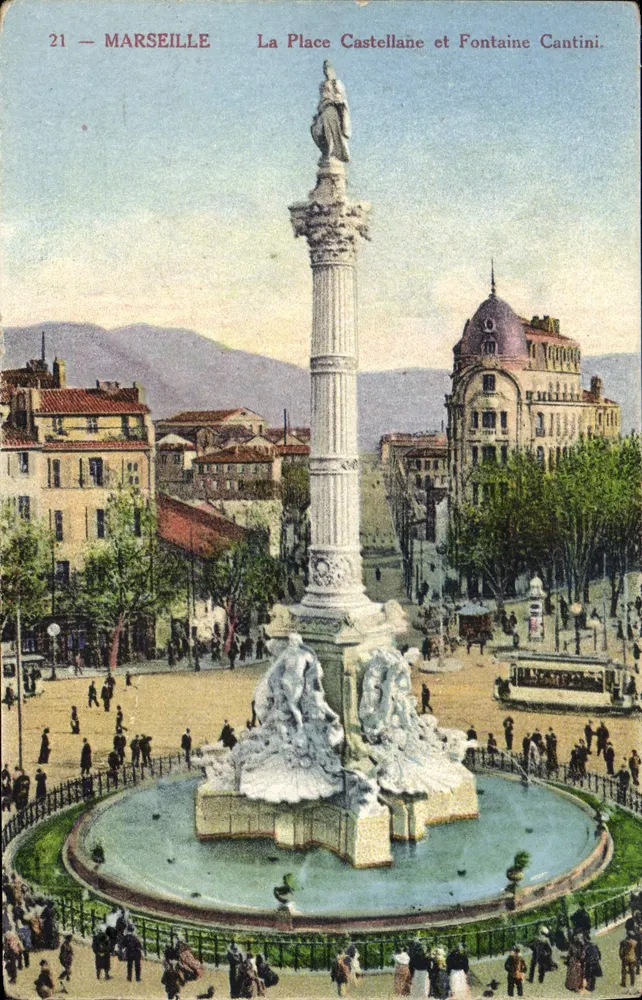 Marseille — La Place Castellane et Fontaine Cantini — Édition Nouvelles Galeries n°21 - Recto