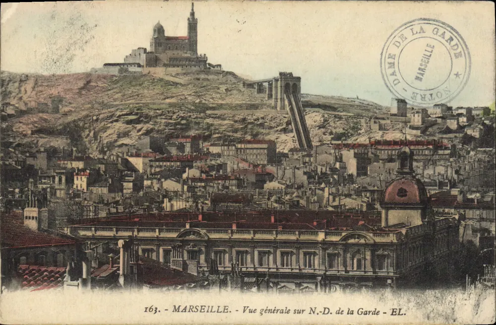 Marseille - Vue générale sur N.-D. de la Garde - EL. - N° 163 - Recto