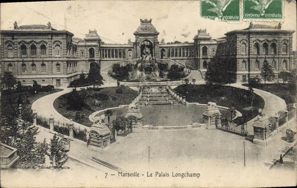 Marseille — O Palácio Longchamp — Fototipo E. Lacour Marseille - Frente
