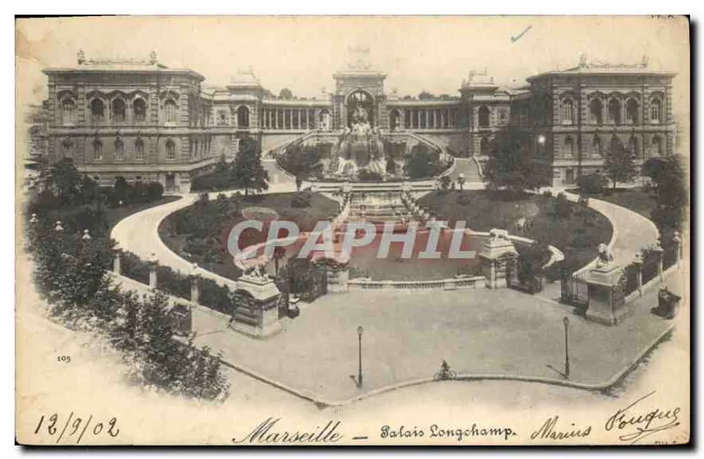 Marselha — Palácio Longchamp — Marius Bougues, editor n°105 - Frente