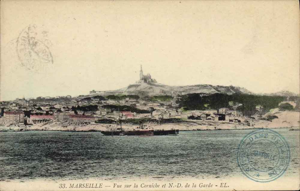 Marselha — Visão da Corniche e N.-D. da Garde — EL. - Frente
