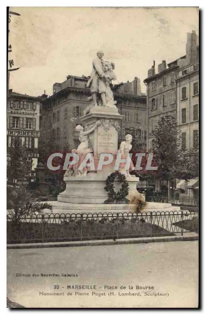 Monument de Pierre Puget - Place de la Bourse - Marselha - Frente