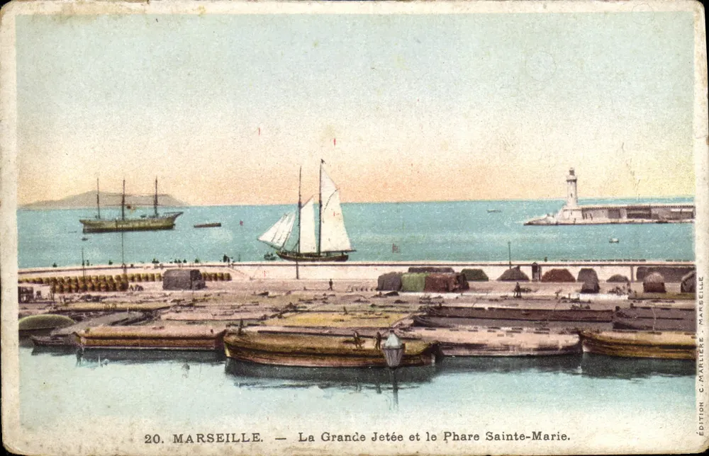 Marseille — Die Grande Jetée und der Leuchtturm Sainte-Marie — Edition C. MARLIÈRE - MARSEILLE - Vorderseite
