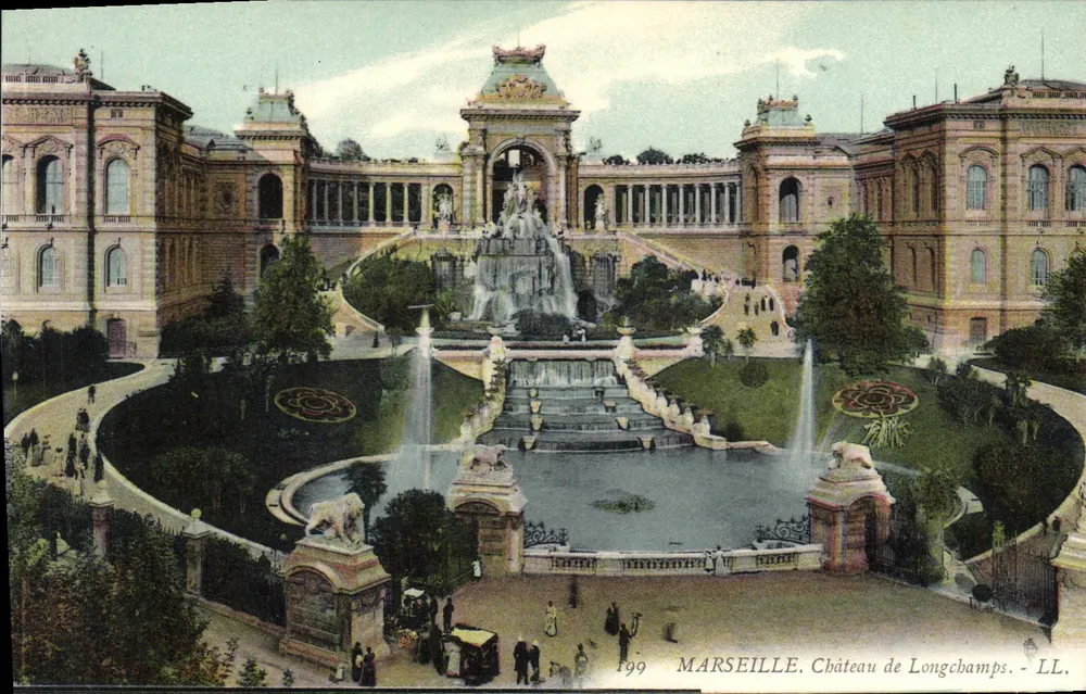 Marseille. Castelo de Longchamps — vista da fonte central — LL. n° 199 - Frente