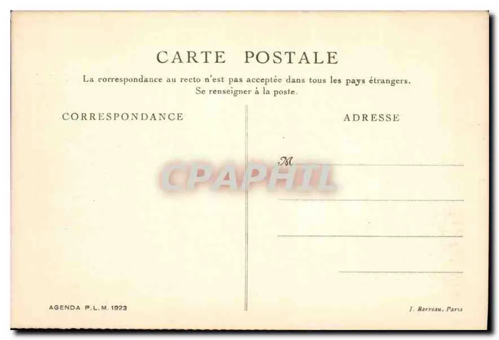 Marselha — A Catedral — Agenda P.L.M. 1923 - Verso