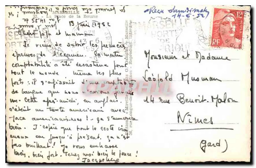 Place de la Bourse — Marselha — Éditions G. P. R. E. - Verso
