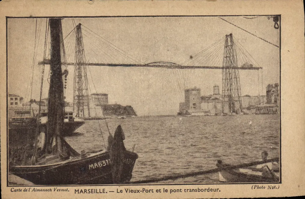 Marseille — Le Vieux-Port und der Schiffsbrücke — Karte aus dem Almanach Vermot, n° MAR6311 - Vorderseite