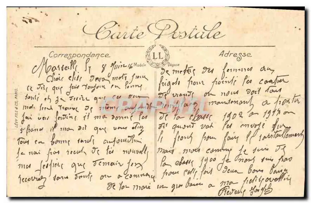 Marseille — Bassin de la Joliètte — LL, n° 323 - Verso