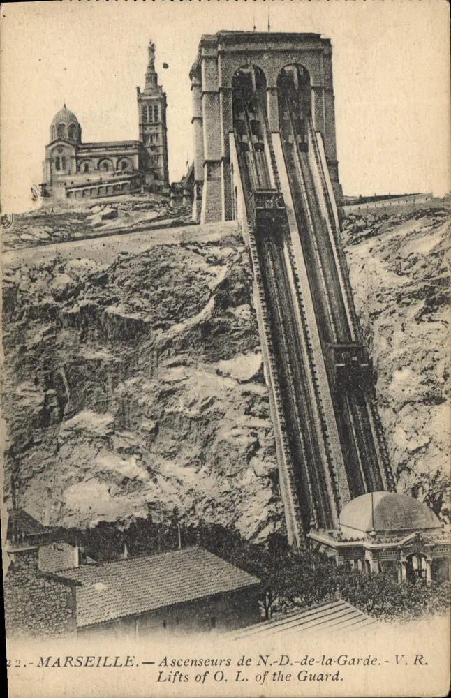 Marselha — Elevadores de N.-D.-de-la-Garde — V.R. - Frente