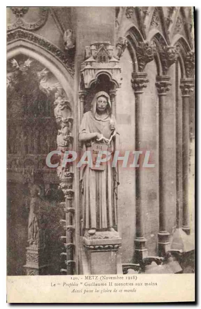 Statue des "Propheten" Wilhelm II in Metz — November 1918 — Verlag: Ch. Bergeret, Straßburg - Vorderseite