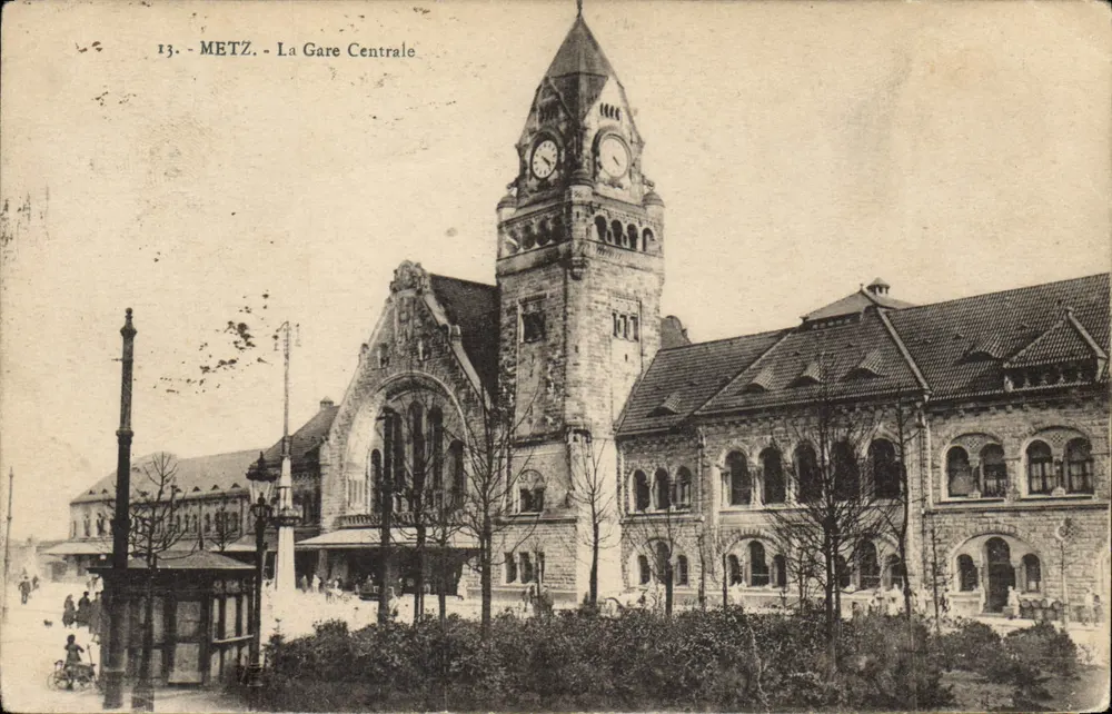 Metz - A Estação Central — editor E. Weber, Metz, n°13 - Frente