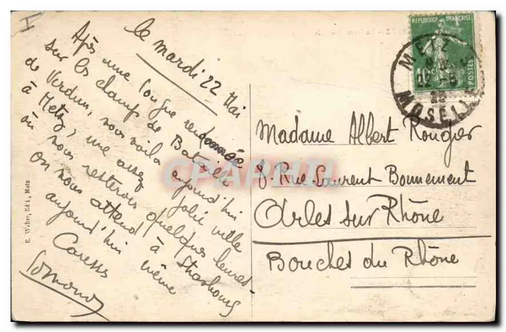 Metz - A Estação Central — editor E. Weber, Metz, n°13 - Verso