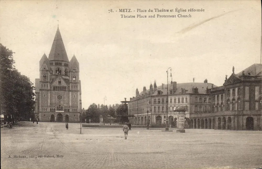 Metz - Place du Théâtre e Igreja Reformada — A. Michaux, 78, rue Fabert, Metz - Frente